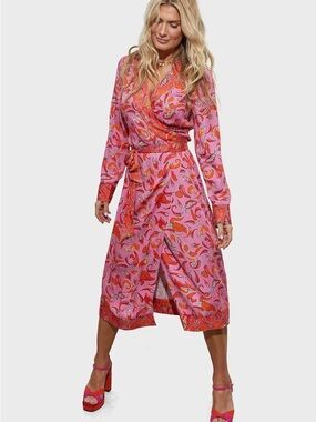 Never Fully Dressed Surplice Neck Printed Dress size Small